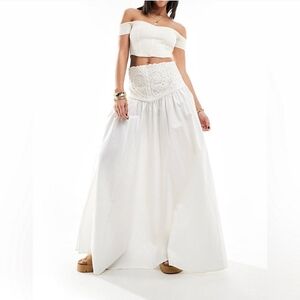 Free People Bella Battenburg Lace Panel Romantic Corset Maxi Skirt